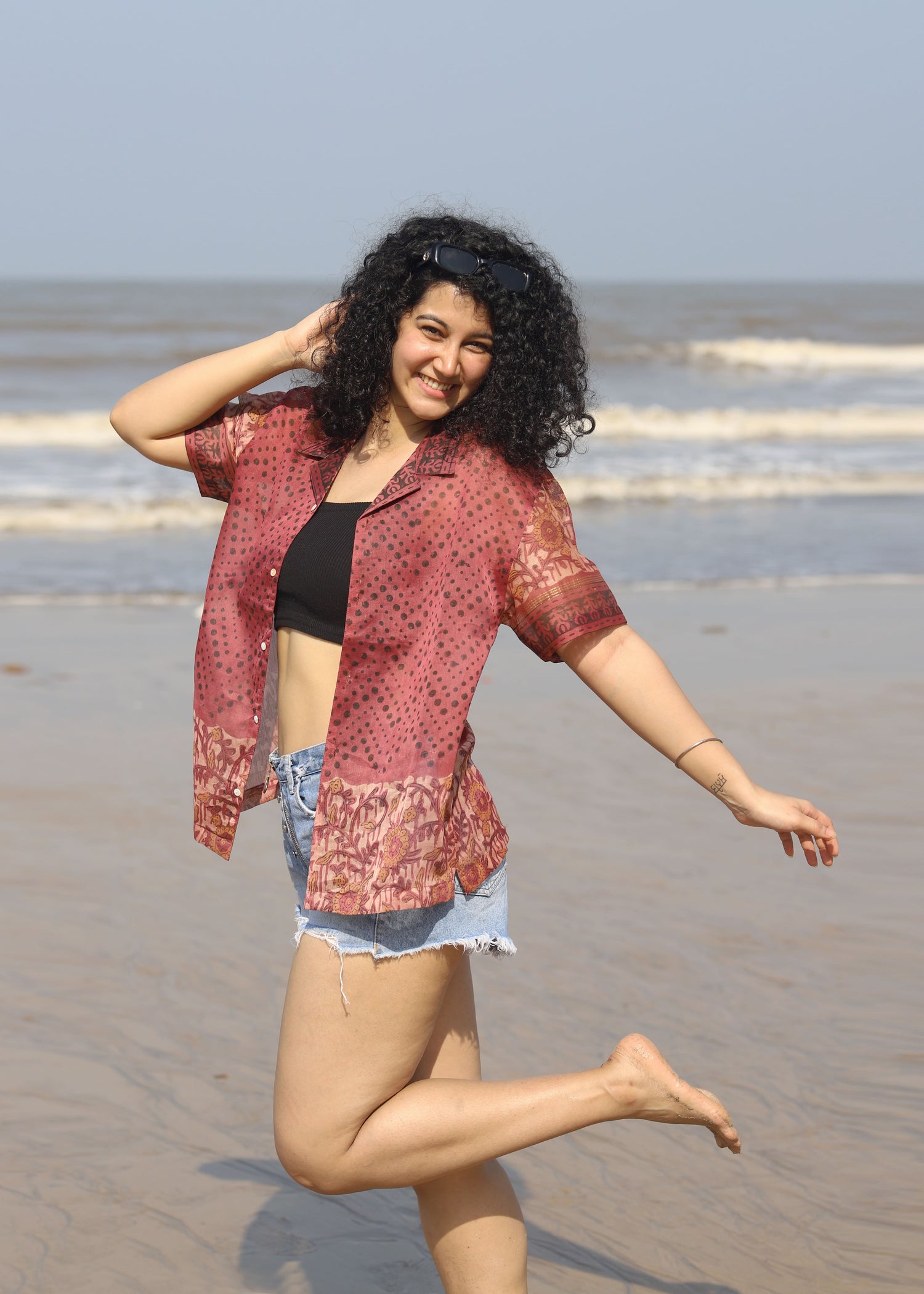 Parvaz Ajrakh Print Silk Unisex Shirt