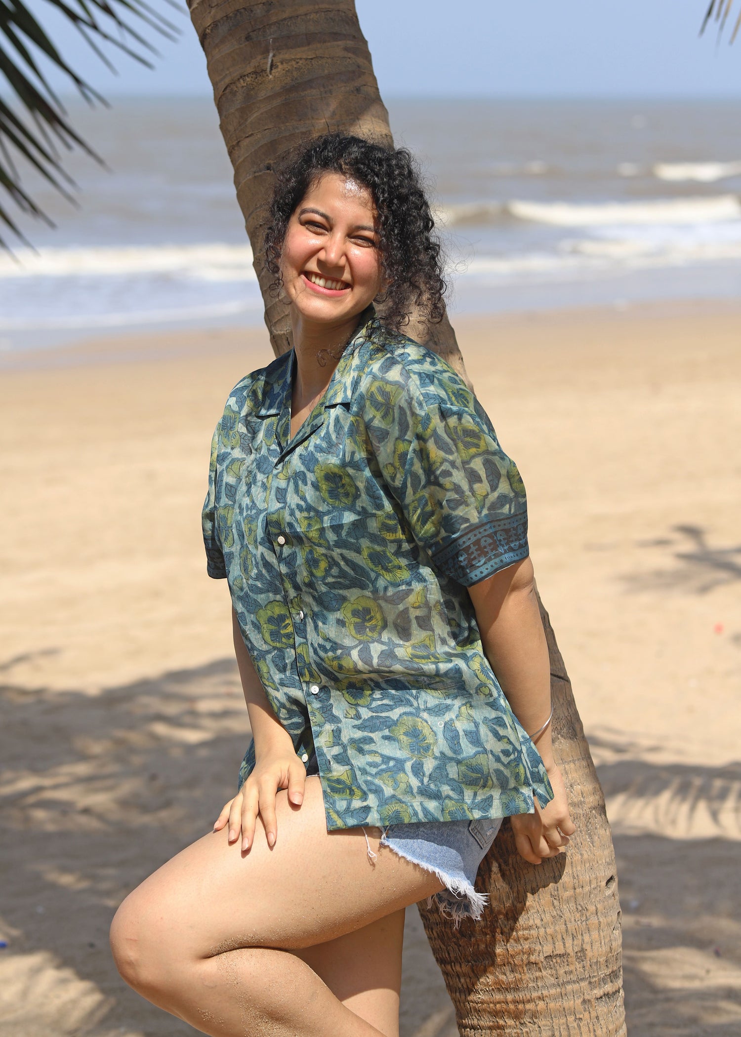 Siyah Ajrakh Print Silk Unisex Shirt