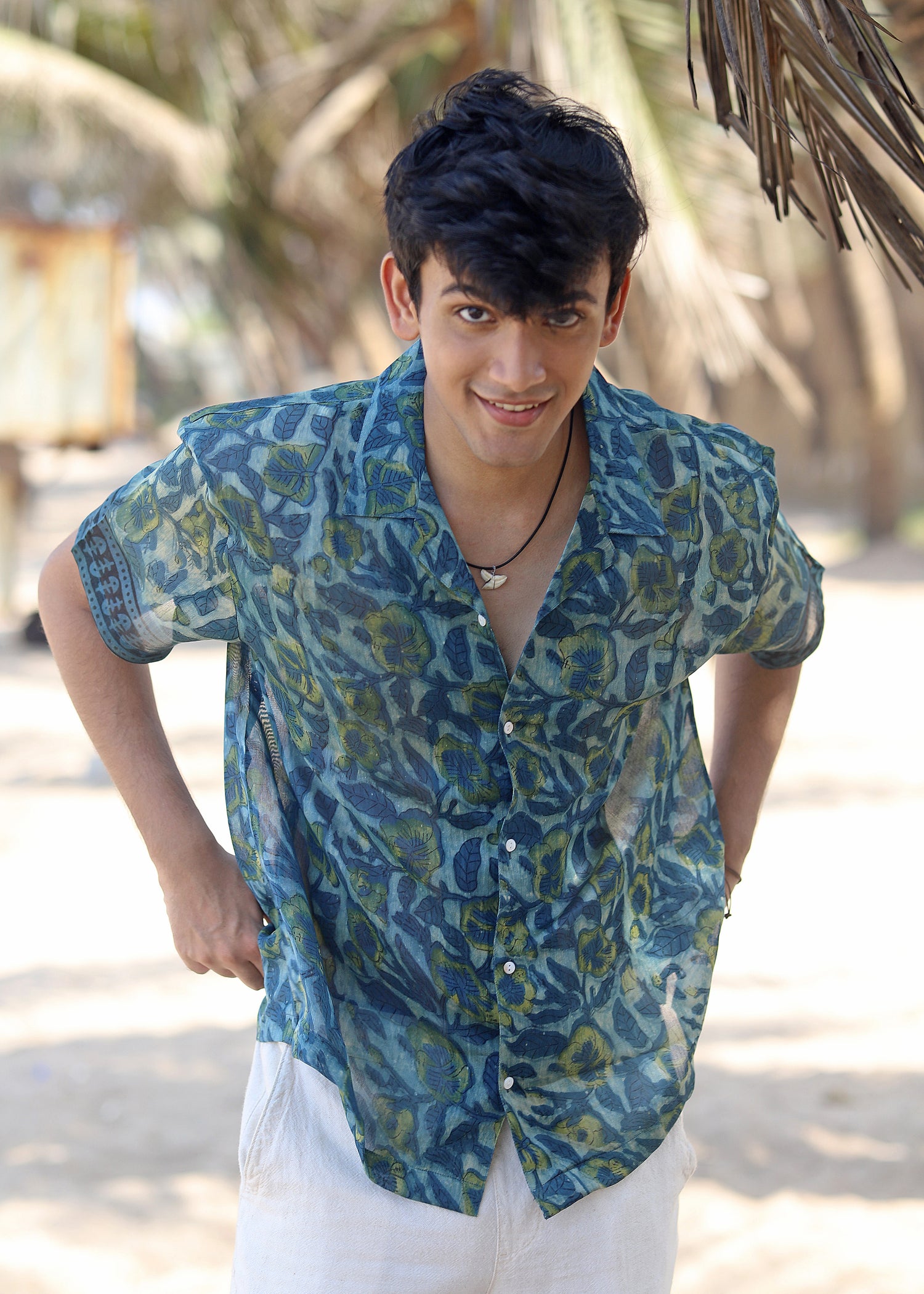 Siyah Ajrakh Print Silk Unisex Shirt