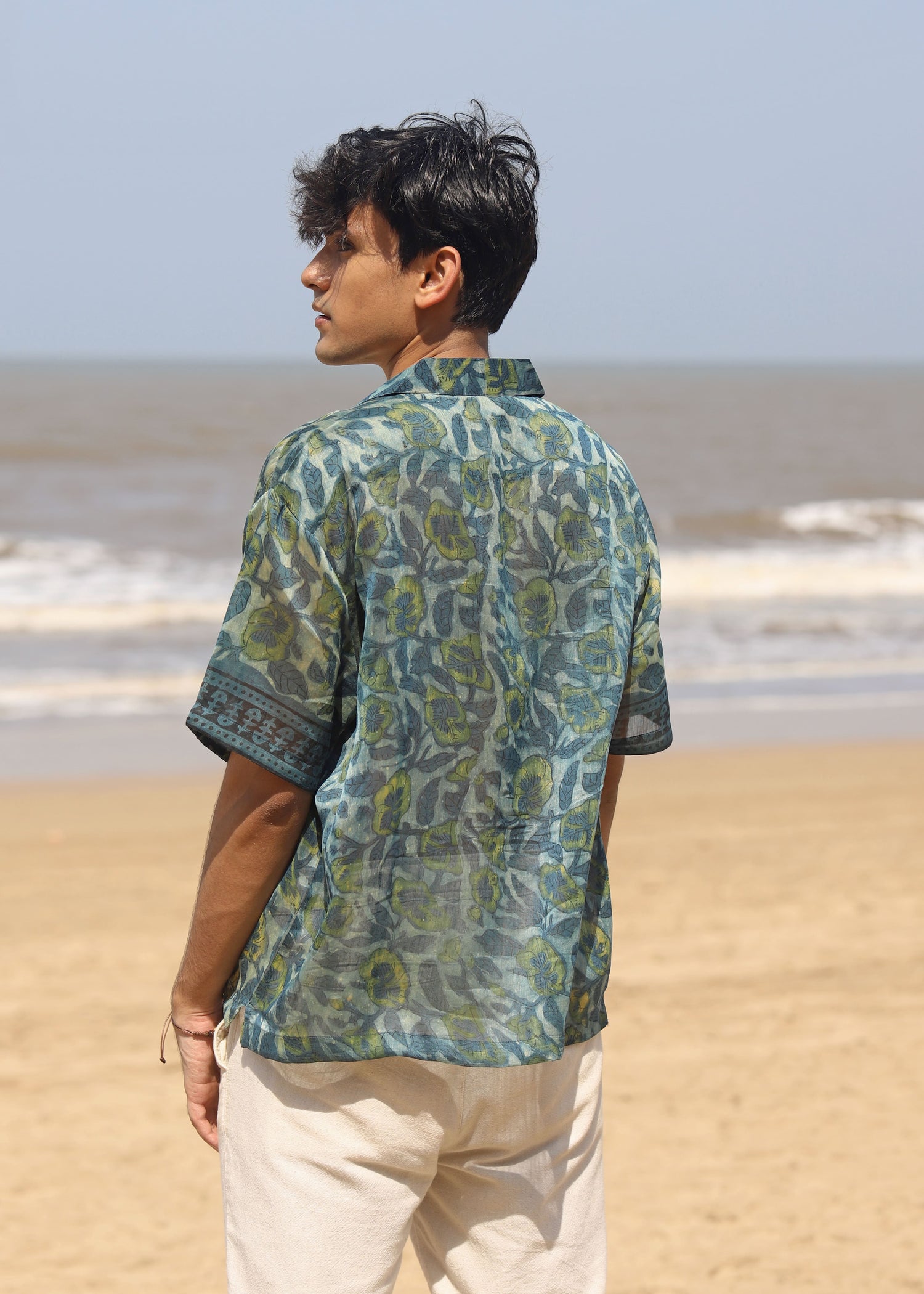 Siyah Ajrakh Print Silk Unisex Shirt