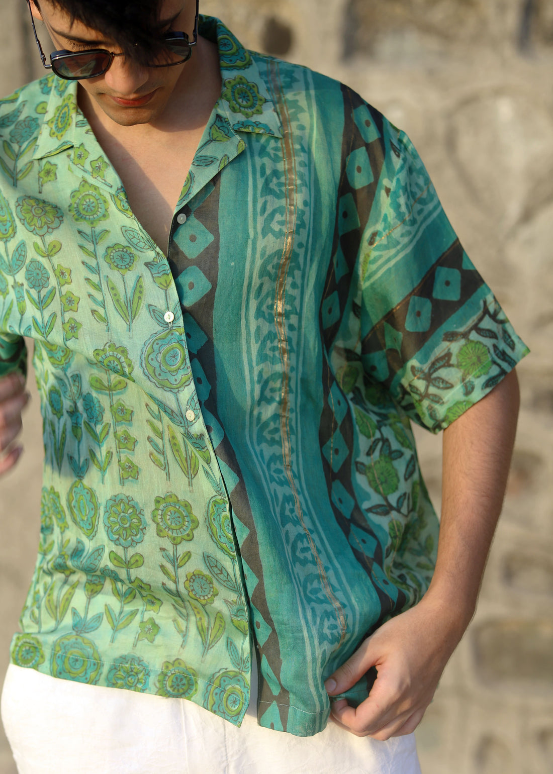 Zefir Ajrakh Print Silk Unisex Shirt