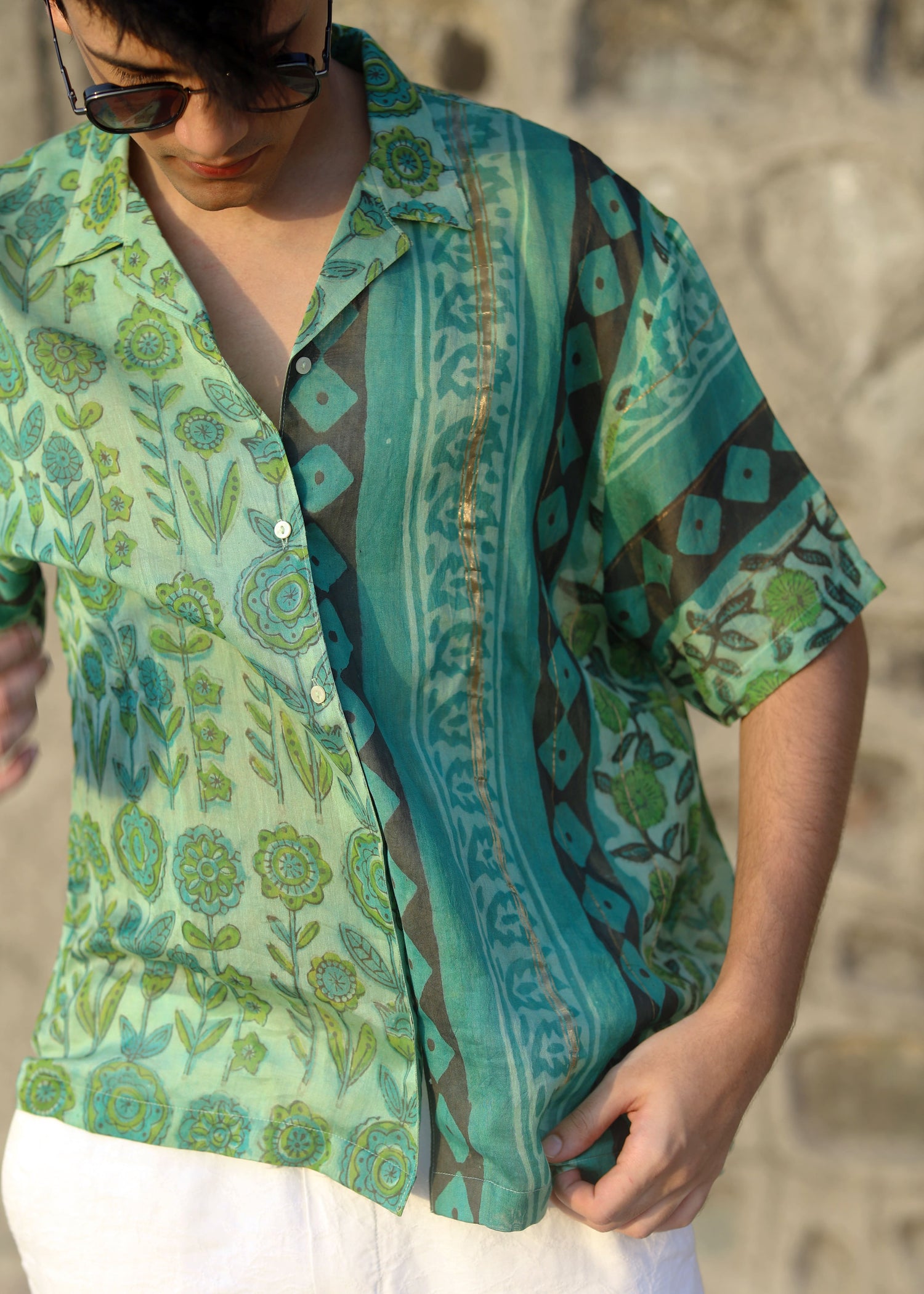 Zefir Ajrakh Print Silk Unisex Shirt