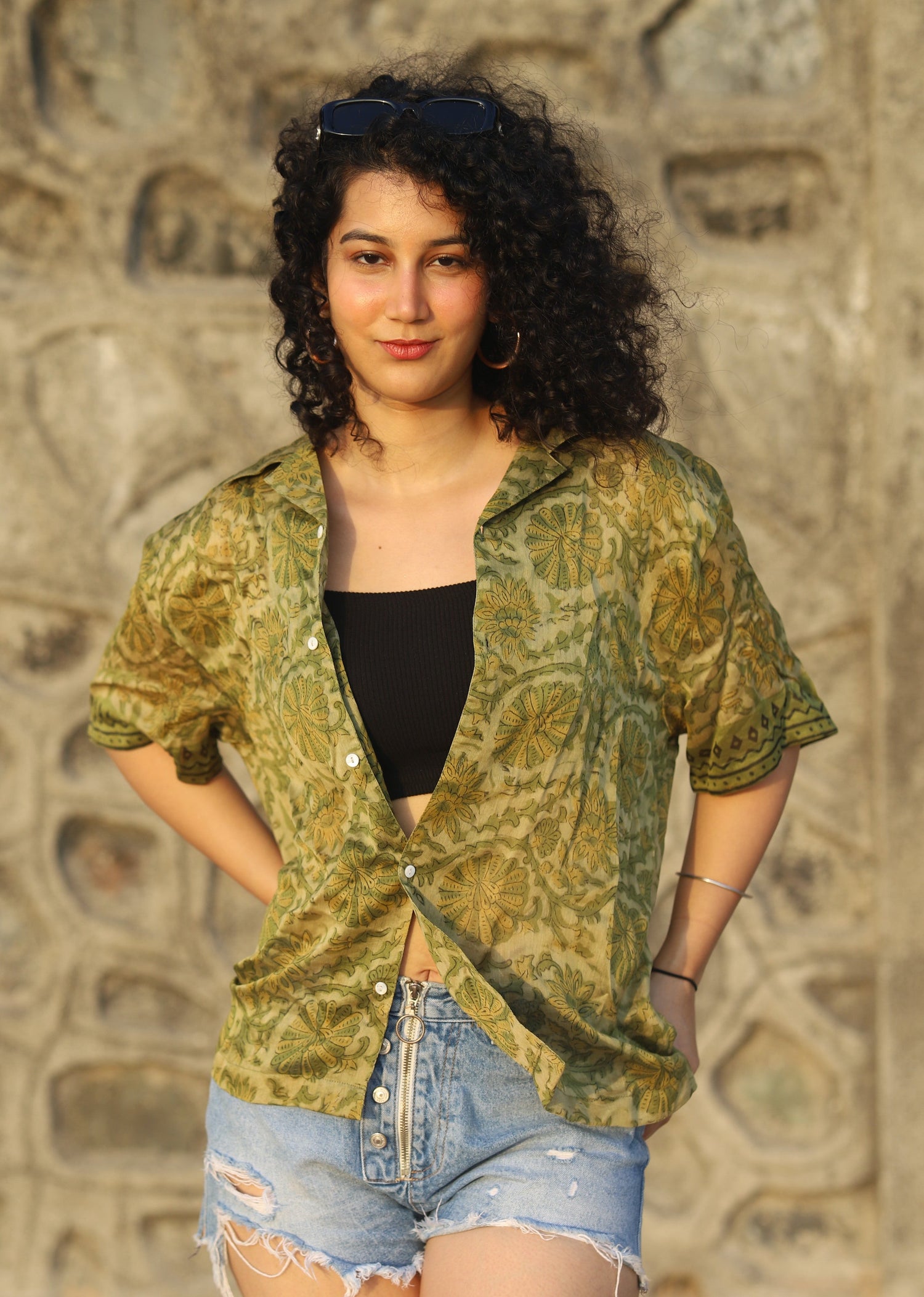 Ziba Ajrakh Chanderi Silk Shirt