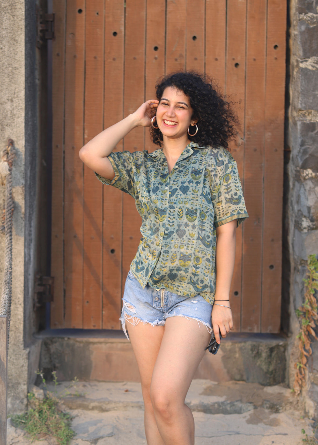 Zareen Ajrakh Print Silk Unisex Shirt