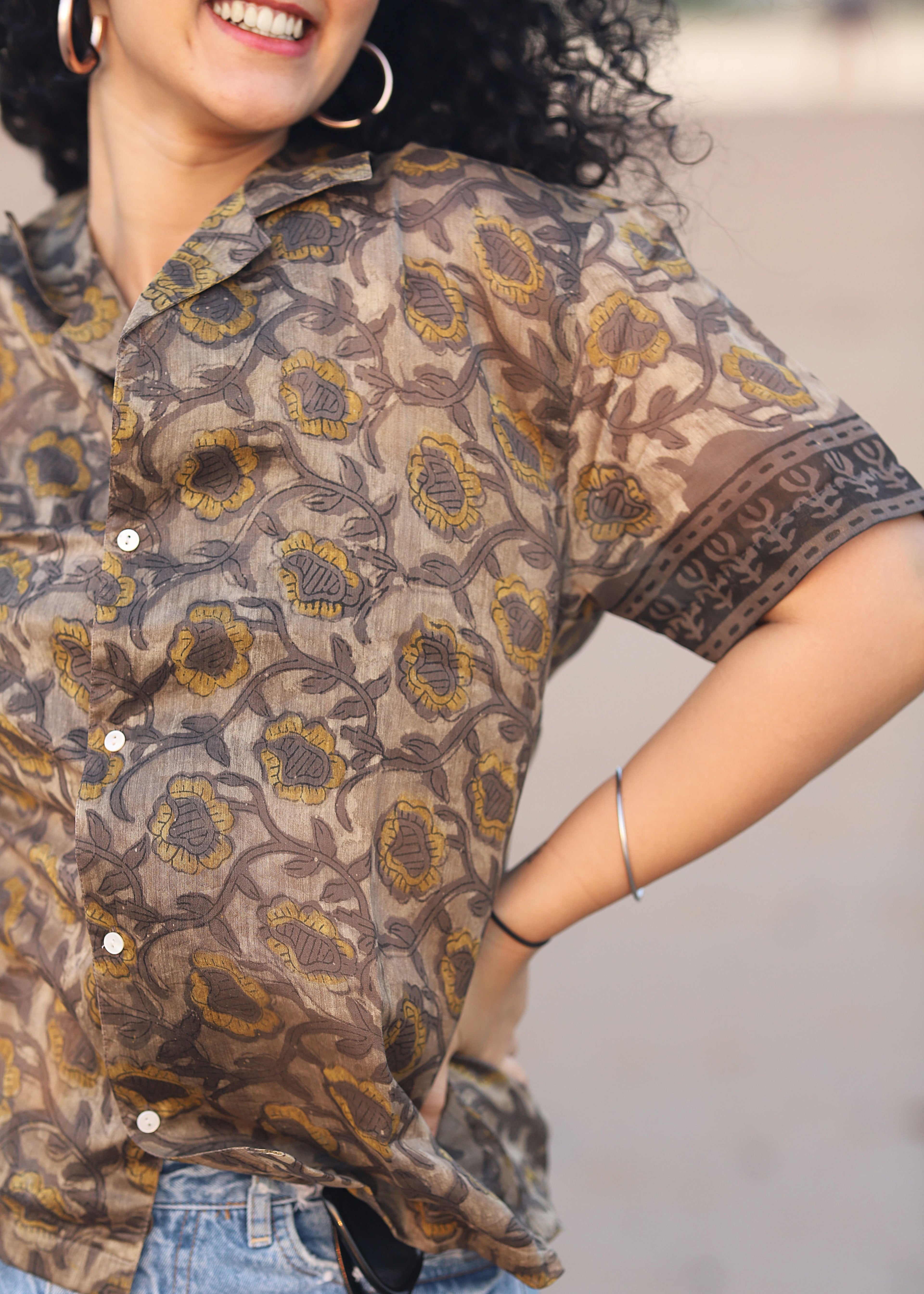 Mahi Ajrakh Print Silk Unisex Shirt
