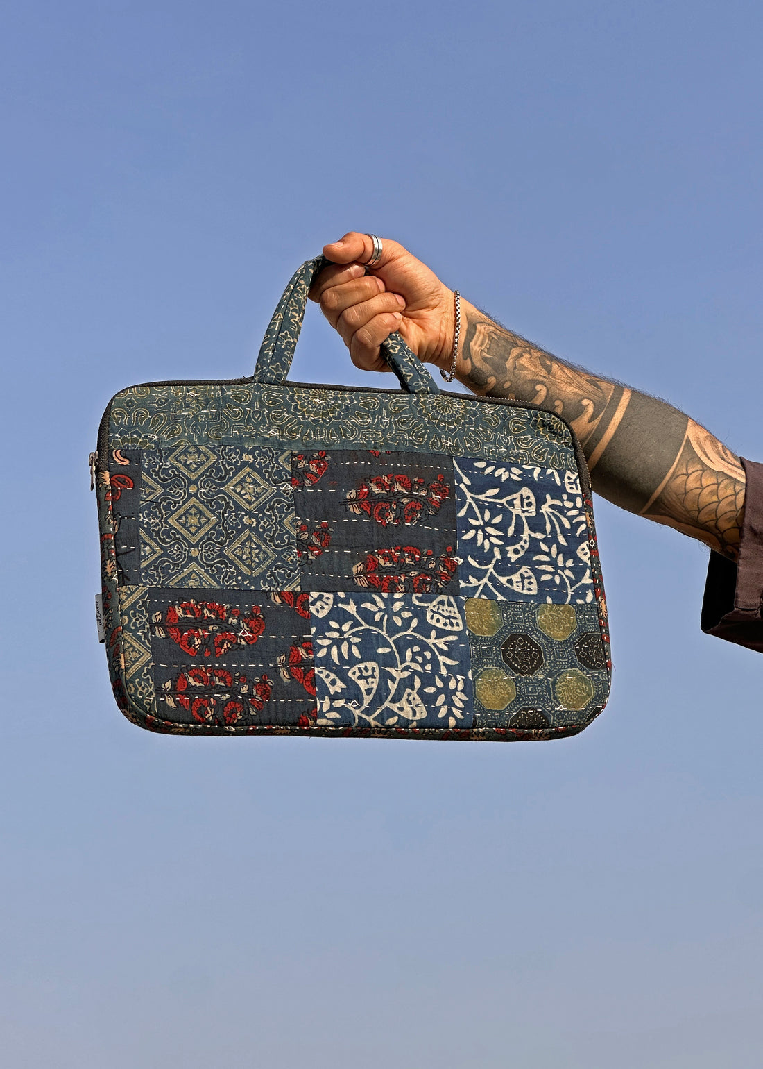 DHADKI - Ajrakh Patchwork Laptop Bag