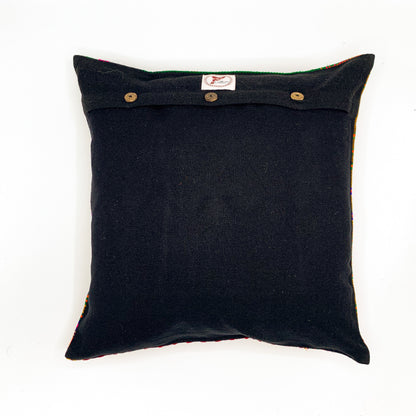 "Handloom Jacquard Cushion Cover (16x16) featuring intricate patterns and rich textures, showcasing traditional craftsmanship in a stylish design."