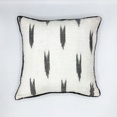 "VAAN Jute Cotton Ikat Cushion Cover available in 16x16 and 18x18 sizes, featuring a vibrant ikat pattern with a blend of jute and cotton fabric, perfect for adding a touch of bohemian charm to any living space."